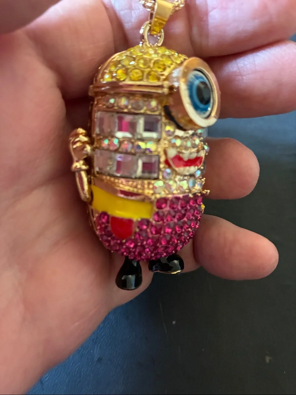 Crystal-Embellished Minion Pendant necklace  comes with chain.NWOT